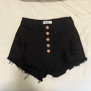 ❌SOLD ON Ⓜ️❌Black Vibrant Miu Jean Shorts w/ Rose Gold buttons